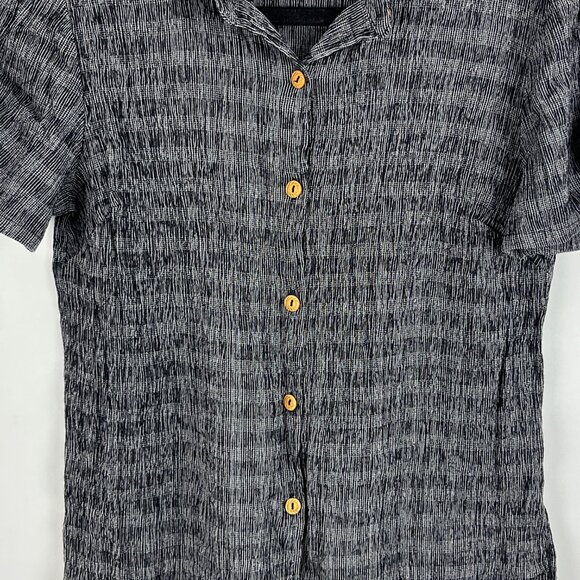 Jennifer Moore Collection Top Blouse Size 8P Gray Short Sleeve Button Up Collare - Picture 3 of 9